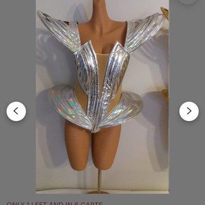 SILVER CORSET Costumes Carnival-Mardi Gras-Show Girl La